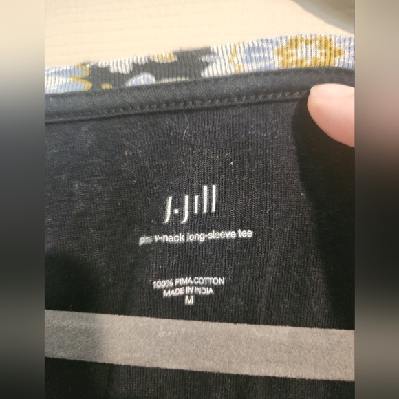 J. Jill Floral Long Sleeve Top - Black and White - Picture 3 of 5